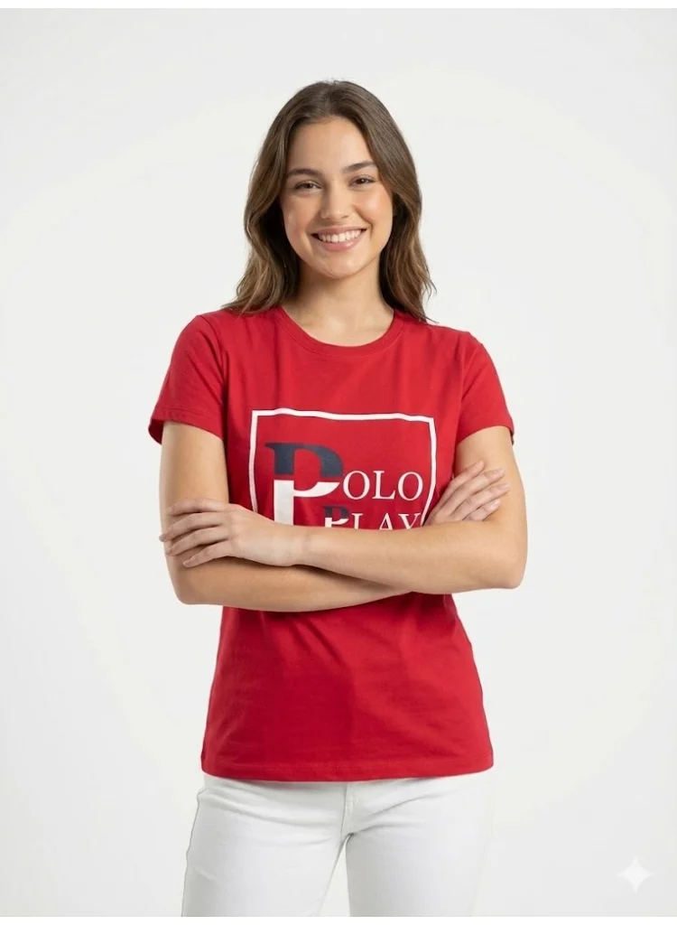 لعب البولو Girls Graphic T-shirt -RED